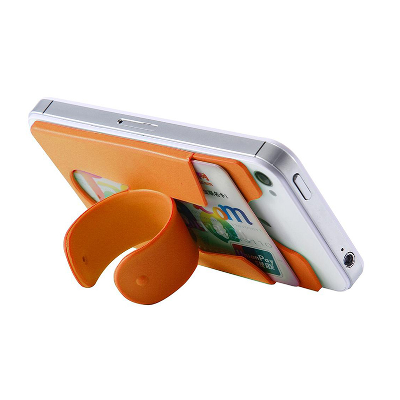 Adhesive silicone mobile phone credit card holder