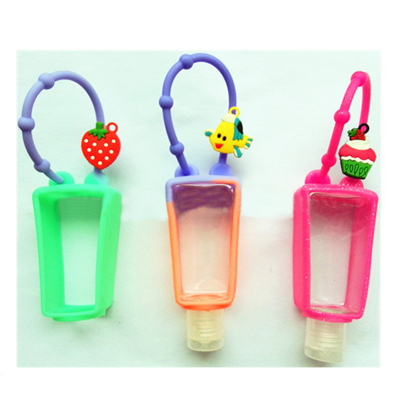 Portable silicone hand-sanitizer bottle sleeve with PET bottle